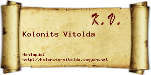 Kolonits Vitolda névjegykártya